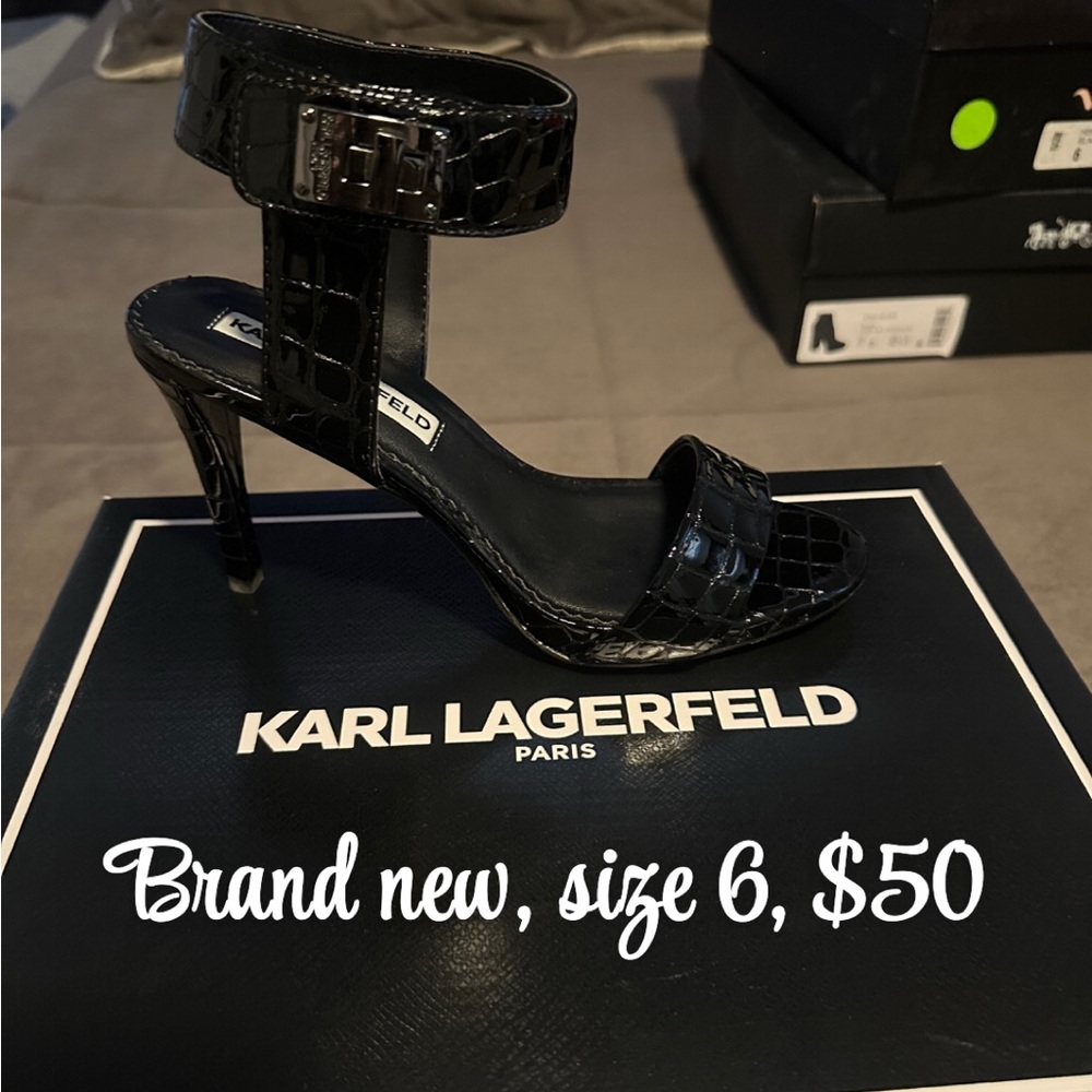 Karl Lagerfeld Glossy Black Heels